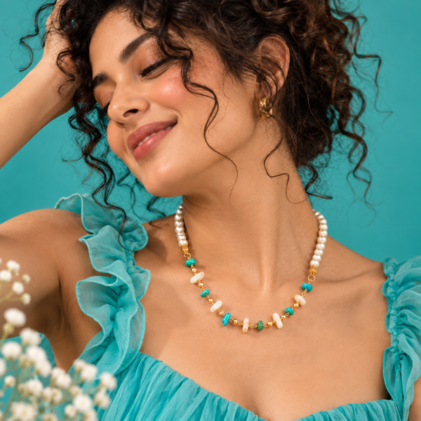 Aqua Pearl & Turquoise Harmony Necklace