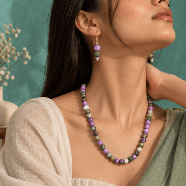Amethyst Green Gemstone Necklace Set